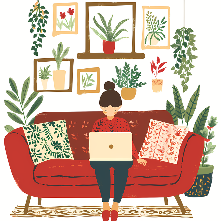 Girl With Laptop,Home Office,Woman Working From Home