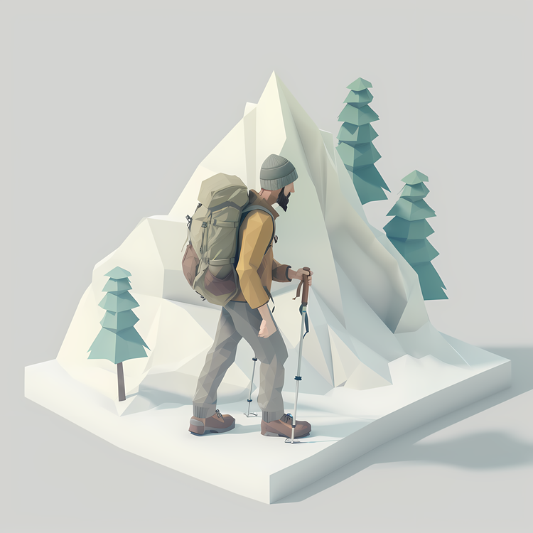 Hiker,Layered,Low Poly