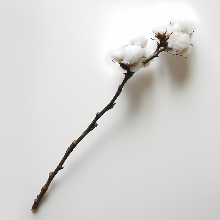 Fluffy Cotton Twig,Cotton,White
