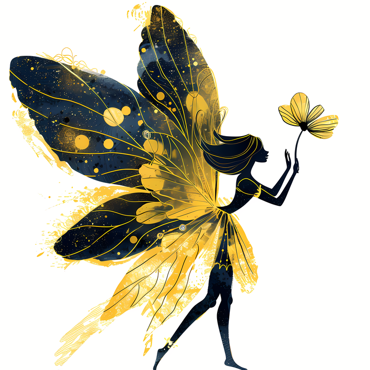 Flower Fairy,Yellow Butterfly,Grinning Girl