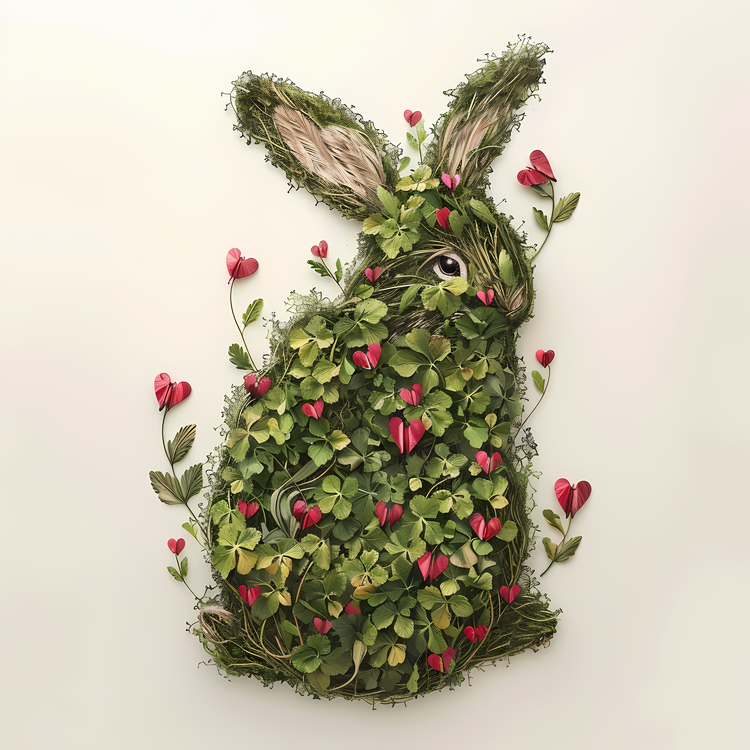 Rabbit,Moss,Hearts