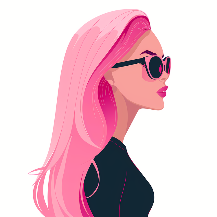 Fashion Girl,Pink Hair,Long Ponytail