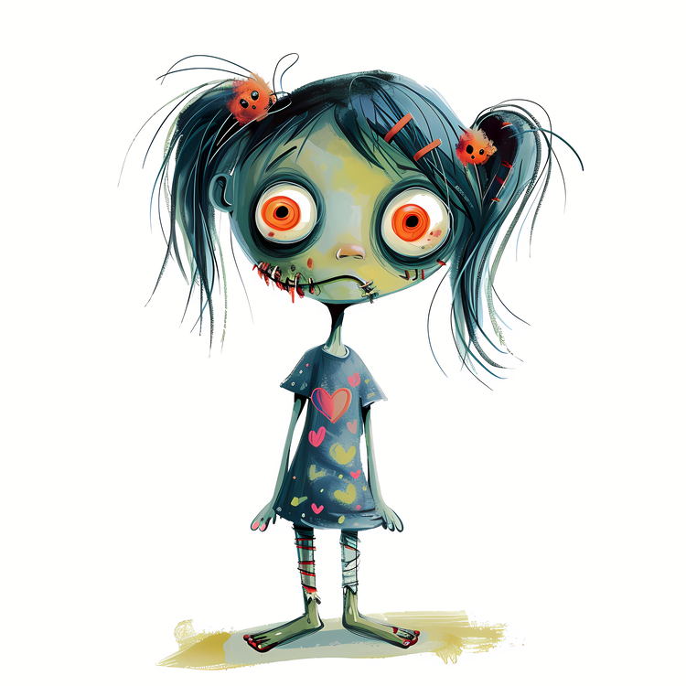 Zombie,Cartoon,Girl