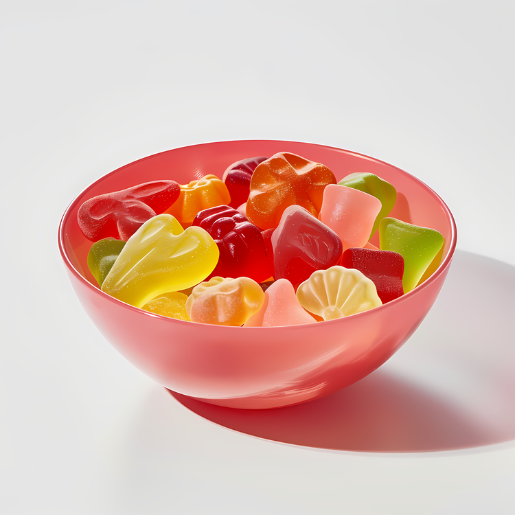 Gummy Candies,Jelly Beans,Red Bowl