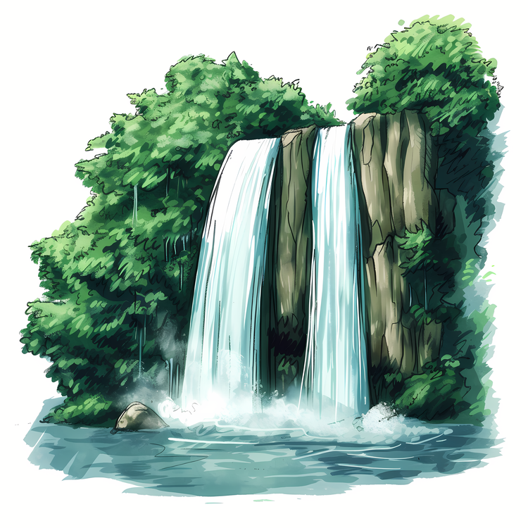 Waterfall,Nature,Green