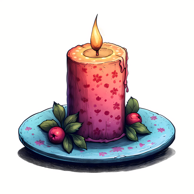 Candlelight,Candle,Red Berries