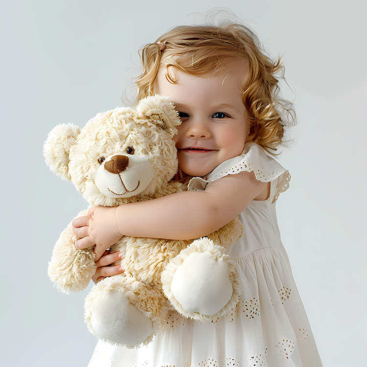 Baby Hugging Teddy Bear,Child With Teddy Bear,Cute Girl With Teddy Bear