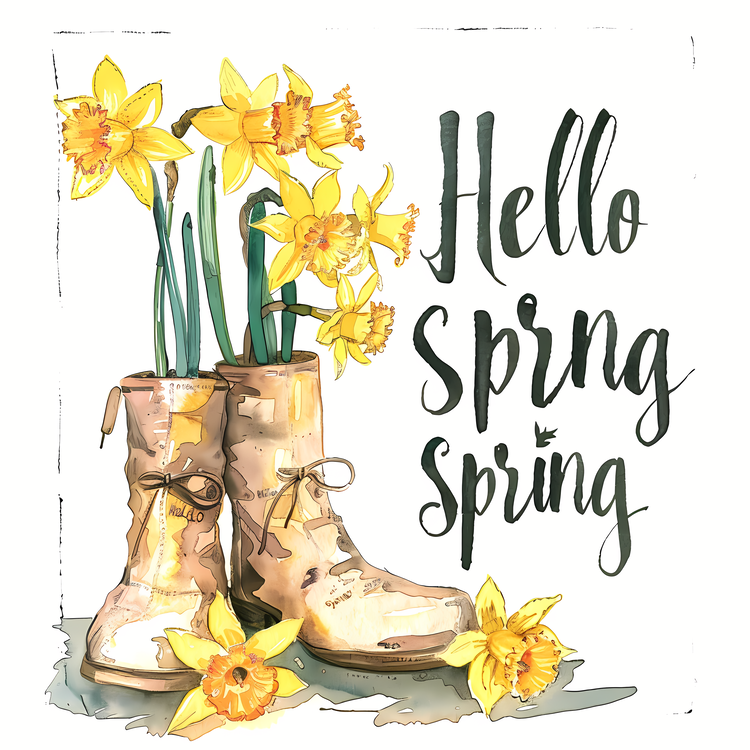 Hello Spring,Warm Boot,Spring Flowers