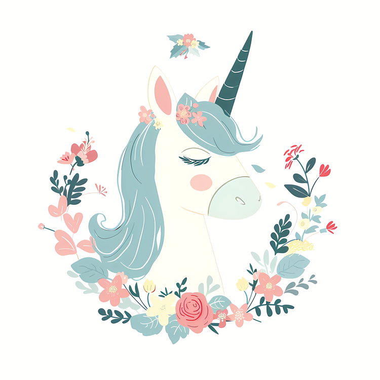 Unicorn Floral,Unicorn,Horse