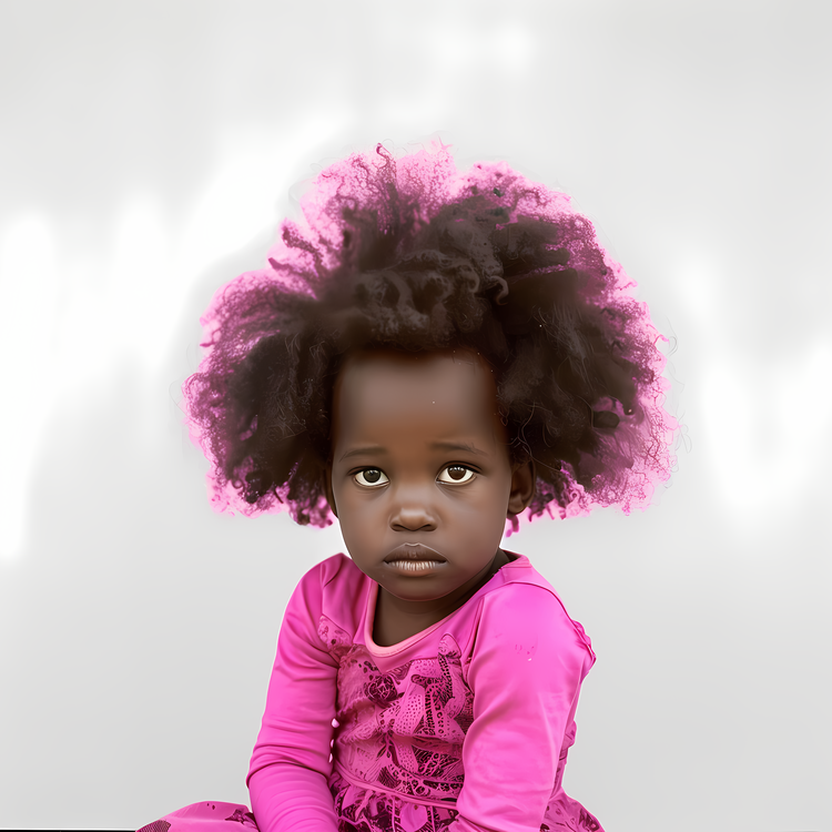 Child,Toddler In Bright Pink Dress,Pregnant Woman With Afro Hair