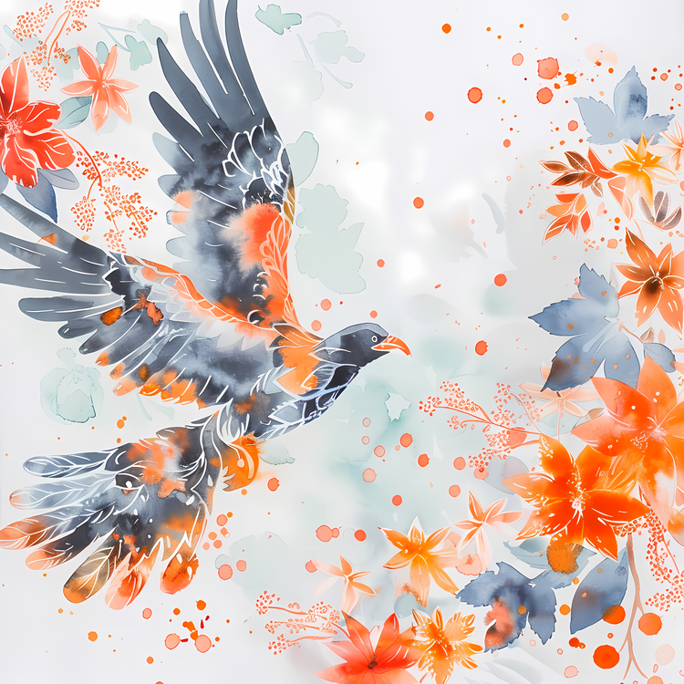Watercolor Eagle Flying,Flying,Colorful