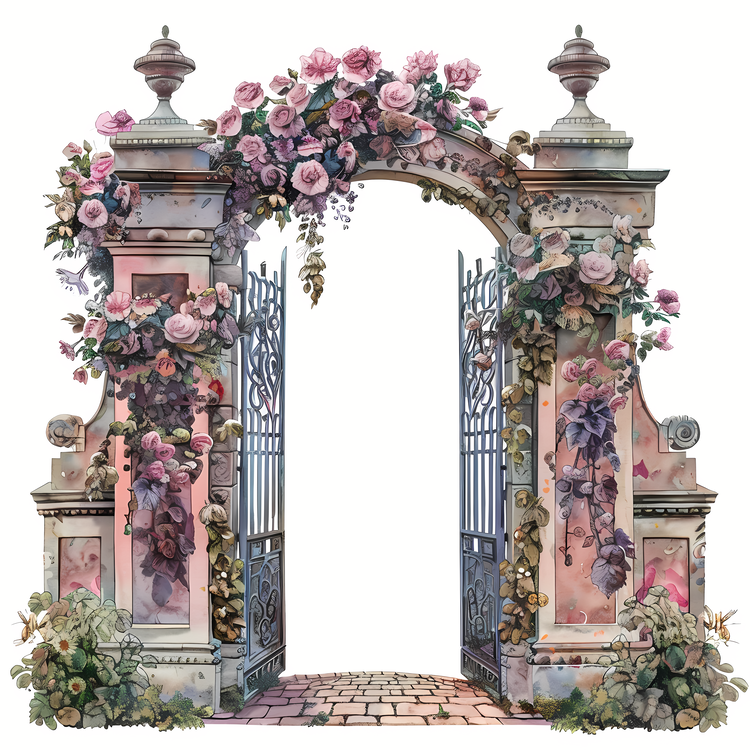 Spring Garden Gate,Roses,Garden Gate