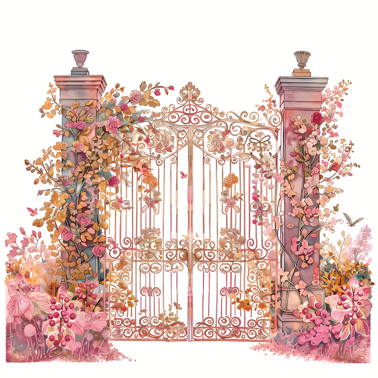 Spring Garden Gate,Ornate Iron Gate,Garden Archway