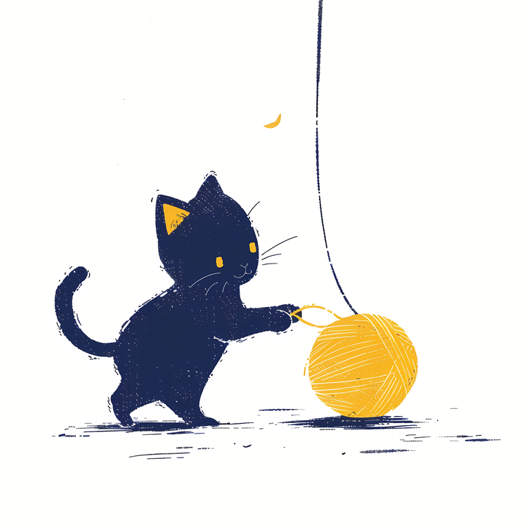 Little Cat Playing Yarn Ball,Kitten,Yarn