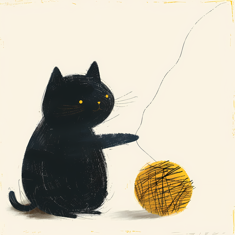 Little Cat Playing Yarn Ball,Cat,String