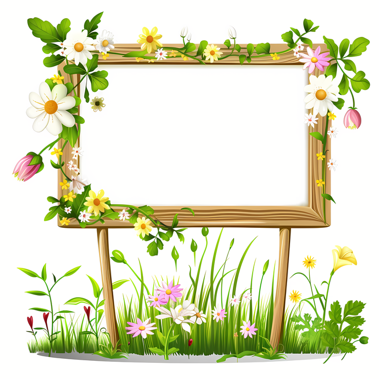 Spring Flowers,Sign Board,Field