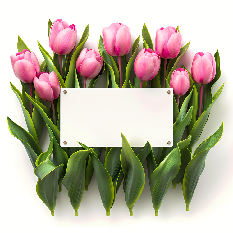 Spring Flowers,Sign Board,Pink Tulips