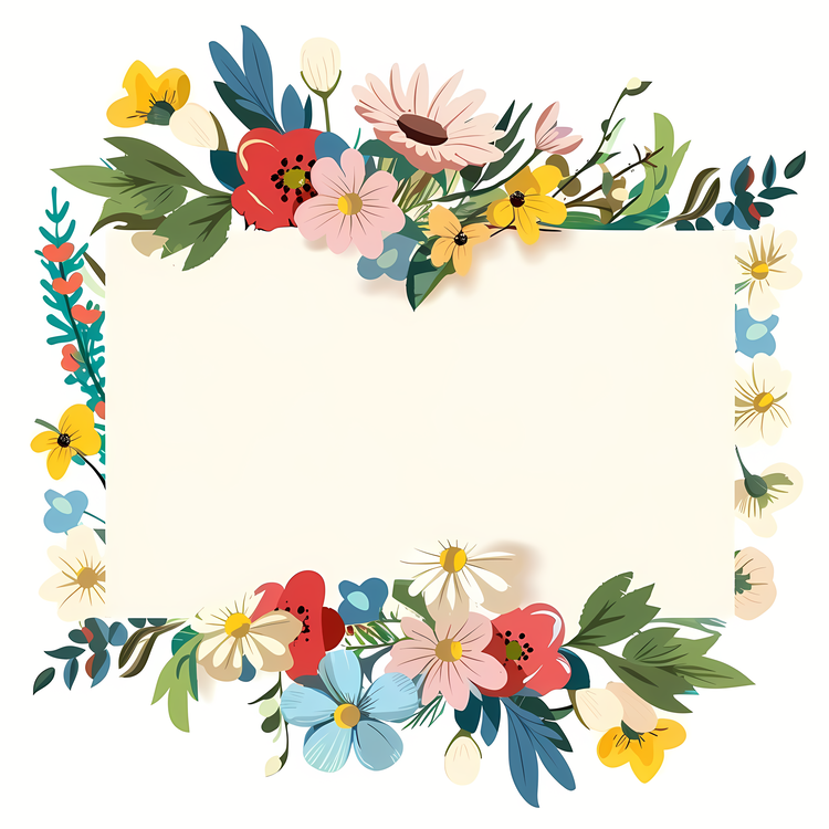Spring Flowers,Sign Board,Colorful Floral Frame