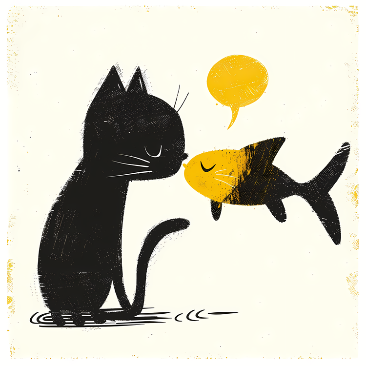 Cute Cat Kissing Fish,Cat,Fish