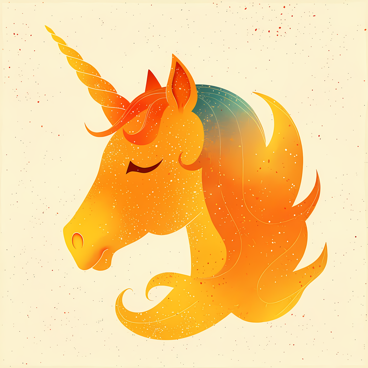 Unicorn,Golden Horn,Orange Mane