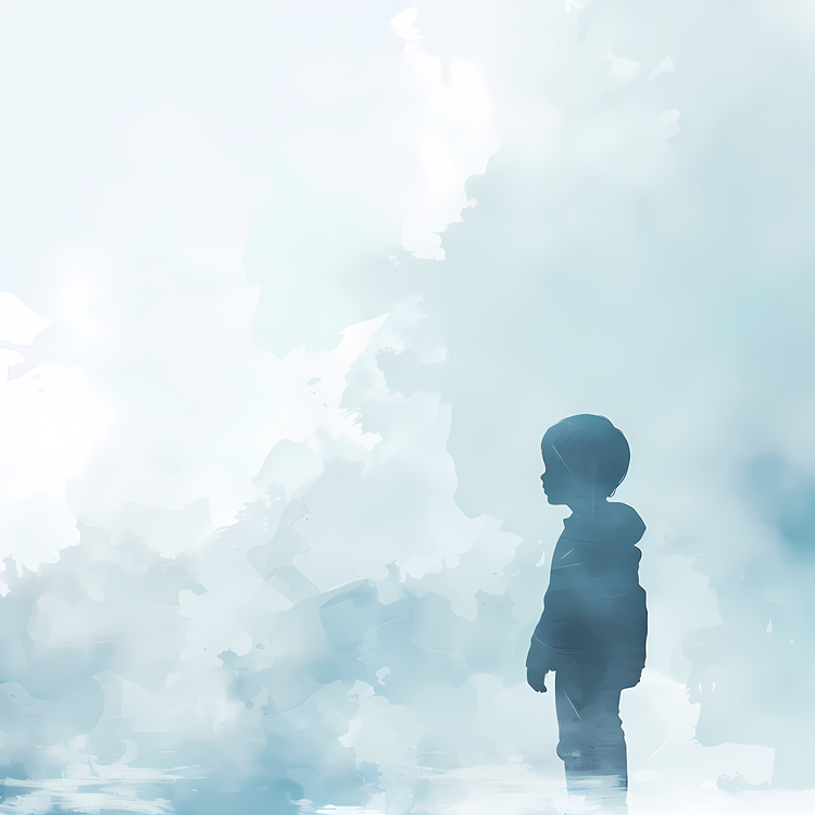 Little Boy,Silhouette,Watercolor