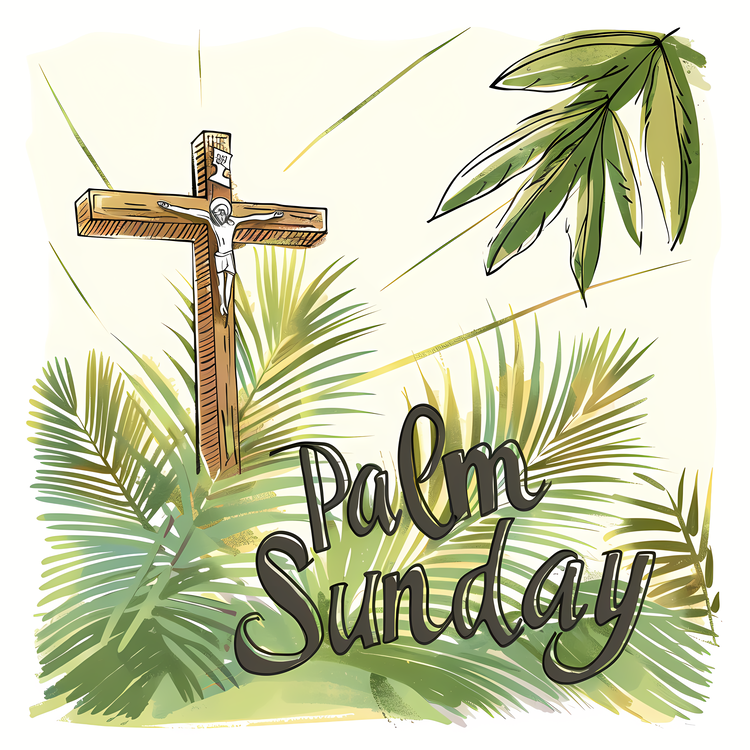 Palm Sunday,Cross,Palm Leaves