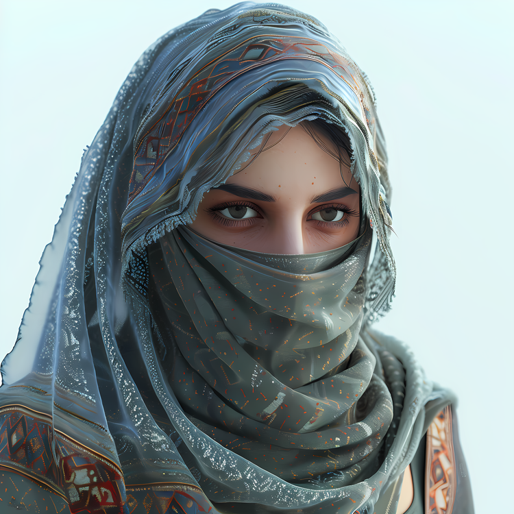 Cartoon Woman With Veil,Desert Woman,Islamic Clothing