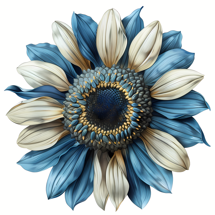 Sunflower And Seeds,Hibiscus Flower,White And Blue Flowers