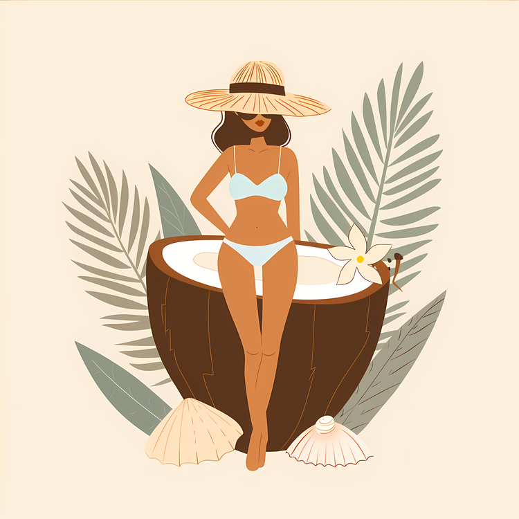Coconut Summer,Woman,Tropical Island
