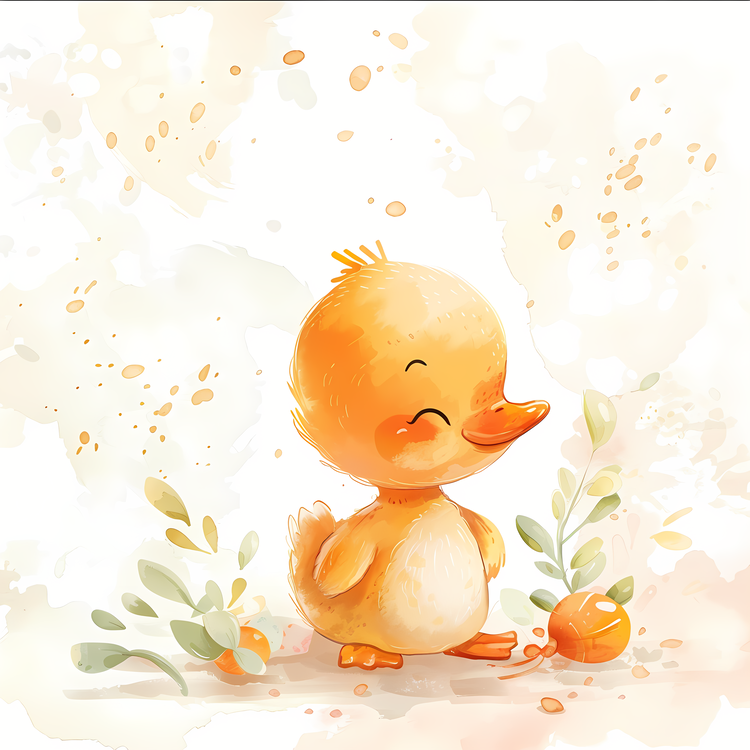 Cartoon Baby Duck,1watercolor,2baby Duck