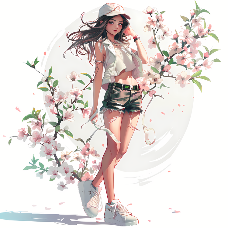 Spring Girl,Springtime Girl,Blossoming Flower Girl