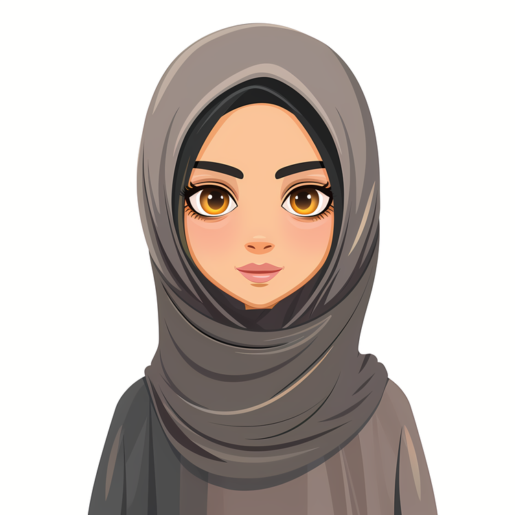 Cartoon Woman With Veil,Islamic,Hijab