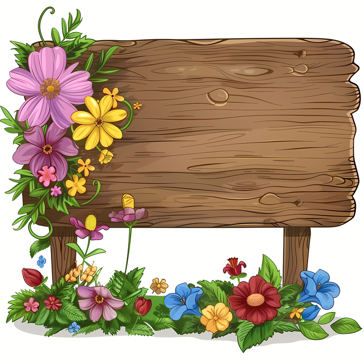 Spring Flowers,Sign Board,Wooden Signboard
