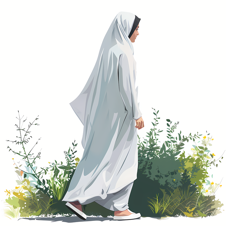 Cartoon Woman With Veil,Woman,Walking