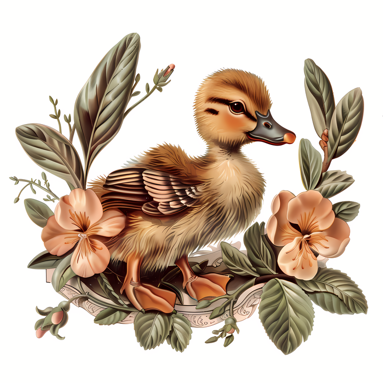 Cartoon Baby Duck,Watercolor,Duckling