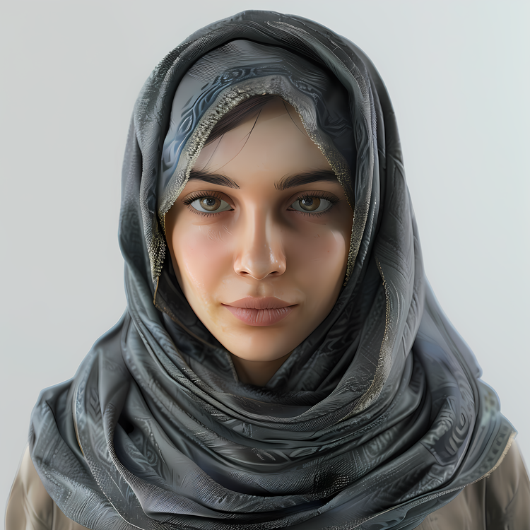 Cartoon Woman With Veil,Hijab,Muslim