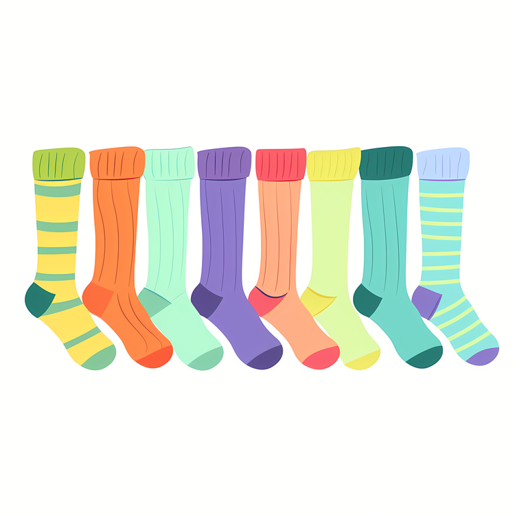 Lots Of Socks,Colorful Socks,Socks In Rainbow Colors