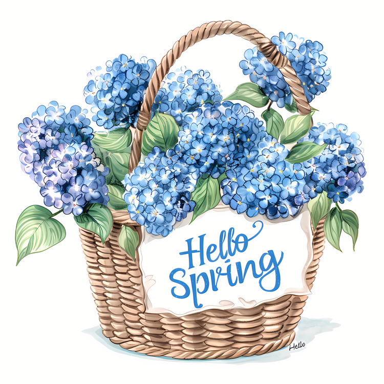 Hello Spring,Basket,Flowers