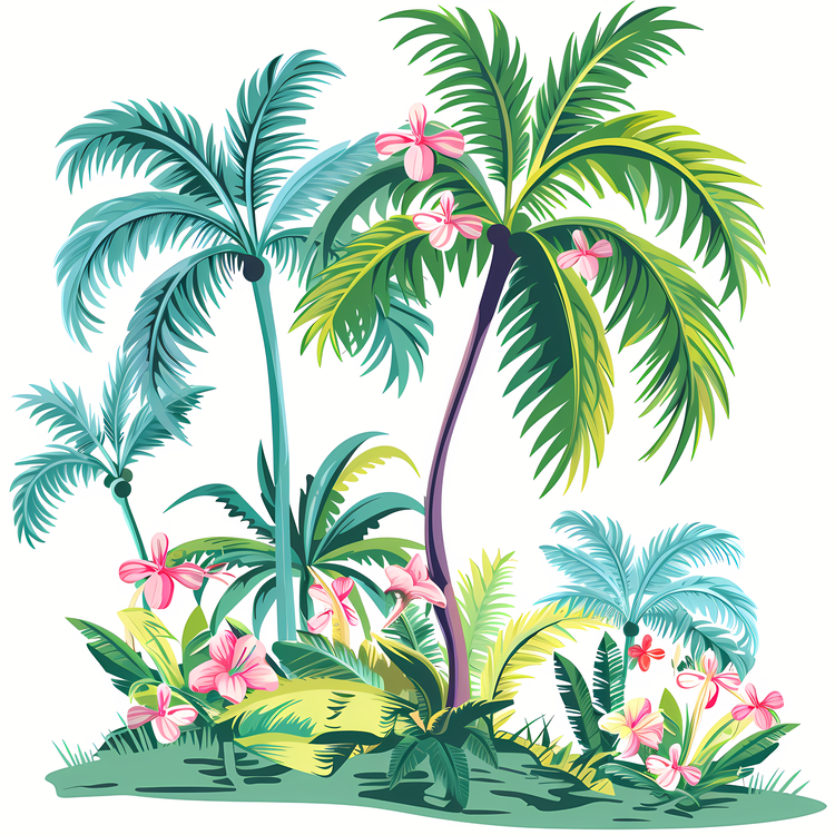 Tropical Background,Palm Trees,Tropical Plants