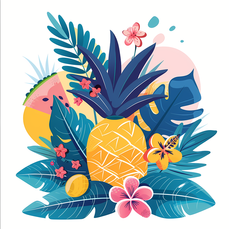 Tropical Background,Pineapple,Watermelon