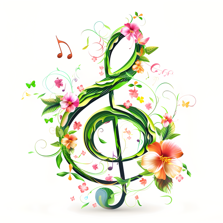 Music Note,Floral Design,Art