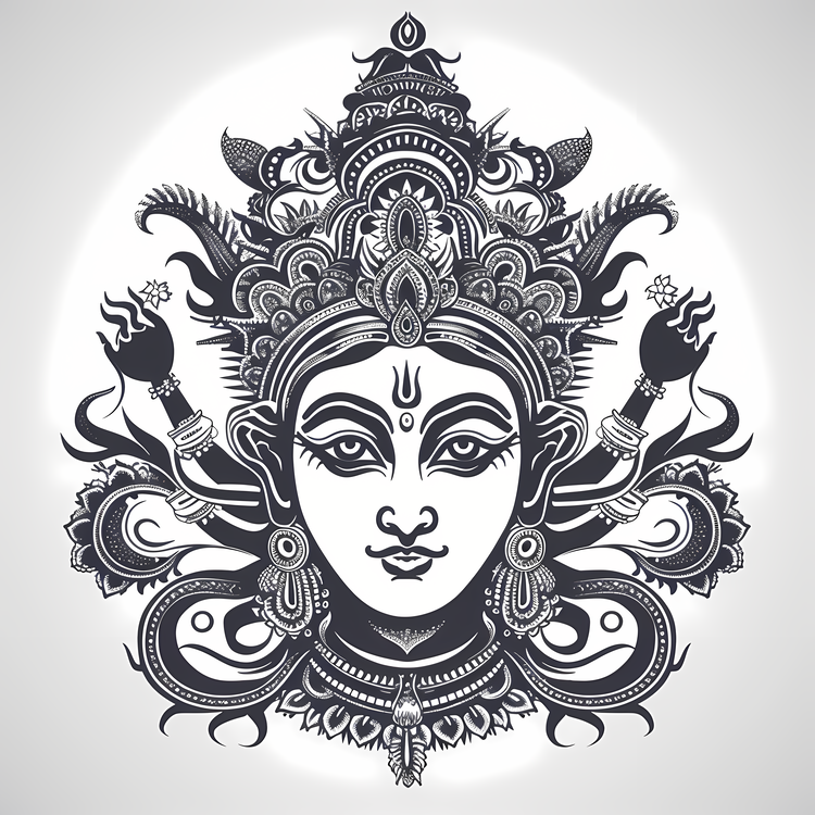 Durga Maa,Hindu Goddess,Head Of Lord Vishnu