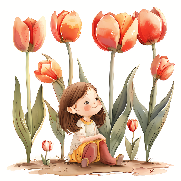 Spring Time,Girl And Flower,Tiny Girl