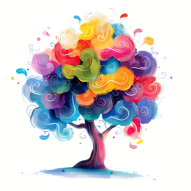 Whimsical Tree,Colorful Tree,Abstract Painting