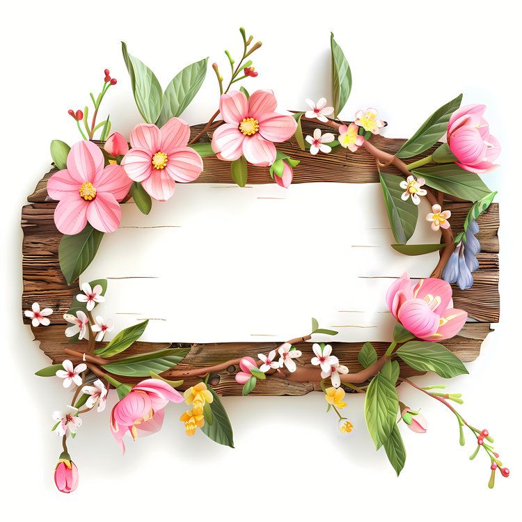 Spring Flowers,Sign Board,Wood Frame