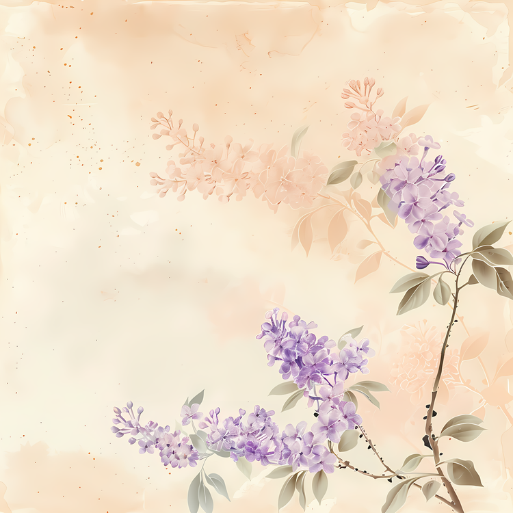 Lilac Flowers,Watercolor,Floral