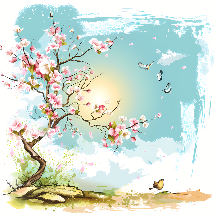 Spring Begins,Flower,Tree