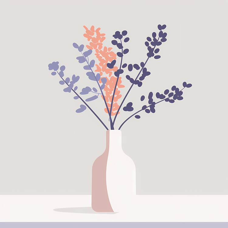 Lilac Flowers,Flower Vase,White Vase