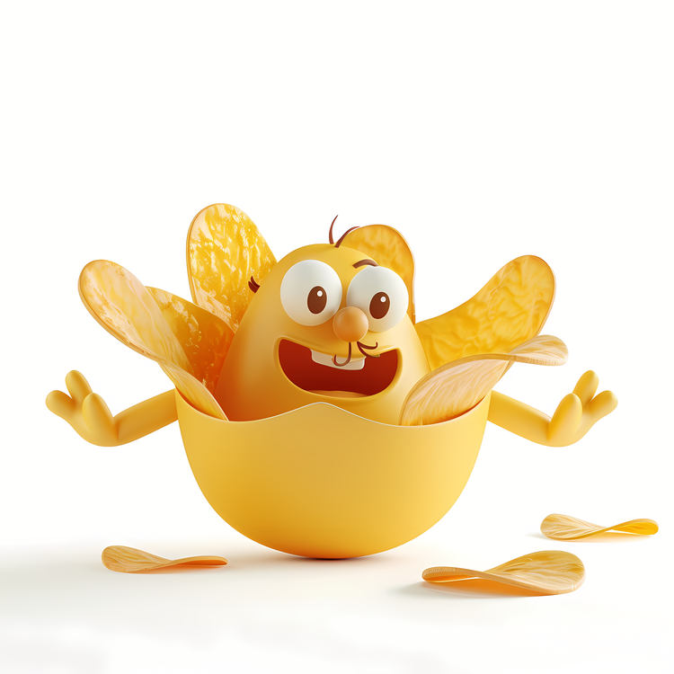 Potato Chip,Yellow Egg,Cartoon Character