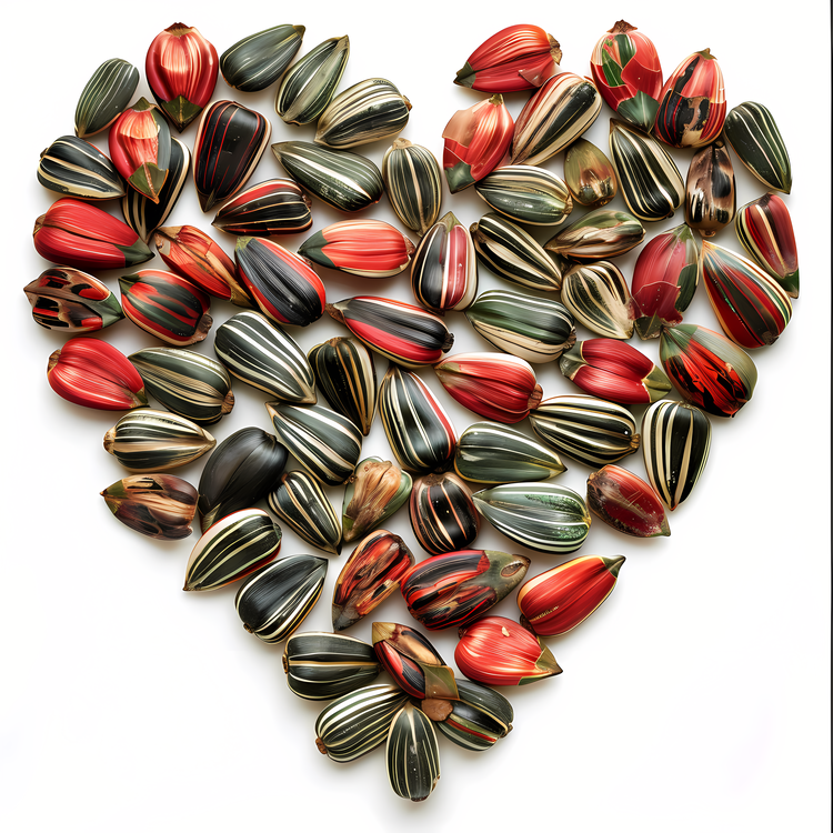 Sunflower Seeds,Heart Shape,Red And Black Stripes